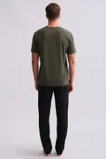 Ensemble pyjama à manches courtes pour homme, vert, en mélange de modal et de coton égyptien