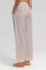 Mısırlı Kadın Pamuk Ekoseli Alt Pijama Açık Pembe