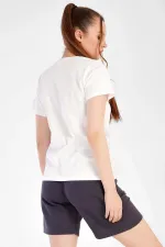 Kadın Pamuklu Kısa Kol Şort Takımı Beyaz