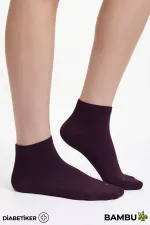 Unisex Bambu Diyabetik Sneaker Çorap Mor