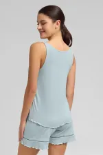 Mısırlı Kadın Örme Askılı Short Takım Açık Mavi