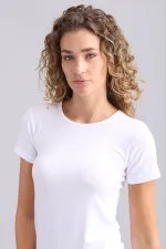 Débardeur/T-shirt blanc à col rond en modal égyptien TENCEL VICTORIA