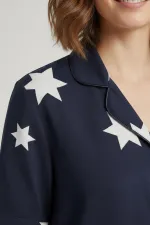 Pamuklu Kısa Kollu Gömlek Şortlu Takım Lacivert