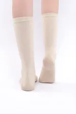 Mısırlı Kadın Modal Kaşmir Tekli Soket Çorap Taş Rengi