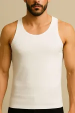 Mısırlı Organic Cotton Summer Regular Fit Tank Top White