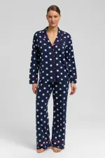 Ensemble pyjama égyptien pour femme en modal à pois bleu marine