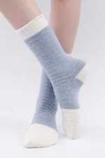 Mısırlı Kadın Koyun Yünü Tekli Soket Çorap Mavi