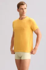 Mısırlı ORGANIC Pamuklu ZEUS LUXURY Regular Fit Bisiklet Yaka Fanila / T-Shirt Hardal