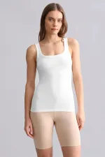 T-shirt/débardeur long à bretelles épaisses en modal égyptien TENCEL U HELEN blanc