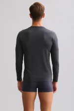Mısırlı Modal By TENCEL HERCULES Slim Fit Crew Neck Long Sleeve Undershirt / T-Shirt Anthracite
