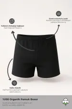 Mısırlı ORGANIC Pamuklu Relaks Loose Fit Düğmeli Ekstra Bol Kesim Uzun Paçalı Boxer Şort Siyah
