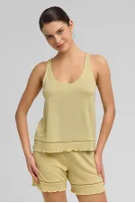 Mısırlı Kadın Örme Askılı Short Takım Açık Sarı