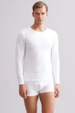 Mısırlı Modal By TENCEL HERCULES Slim Fit Bisiklet Yaka Uzun Kollu Fanila / T-Shirt Beyaz