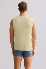 Débardeur/T-shirt de sport à col rond, coupe classique, couleur kaki, de la marque Egyptian BAMBOO ZEUS LUXURY.