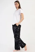 Mısırlı Kadın Viskon Kısa Kollu Pijama Takımı Beyaz