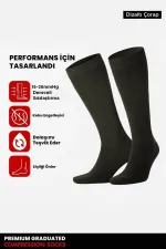 Chaussettes hautes unisexes en coton biologique égyptien, style aviateur et pilote, avec technologie de serrage spéciale, kaki foncé