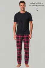 Egyptian Men's Cotton Plaid Pajama Bottoms Light Red Egyptian Men's Cotton Plaid Pajama Bottoms Light Red