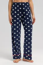 Ensemble pyjama égyptien pour femme en modal à pois bleu marine