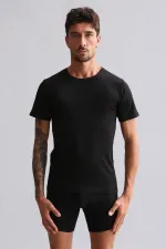 Mısırlı Modal By TENCEL HERCULES Slim Fit Bisiklet Yaka Fanila / T-Shirt Siyah