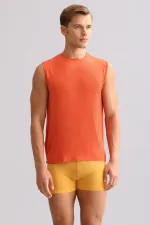 Débardeur/T-shirt de sport à col rond, coupe classique, en bambou égyptien Zeus Luxury, rouge rouille