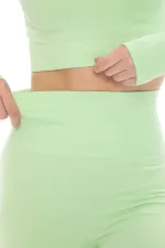 Mısırlı Kadın Uzun Kollu Spor Tayt Takımı Fıstık Yeşili