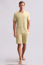 Mısırlı Erkek Bambu V Yaka Tişört Adaçayı Yeşili