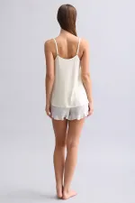 Mısırlı Kadın Saten Mini Şort Gri