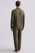 Chemise égyptienne à manches longues en modal kaki