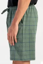 Short en coton à carreaux vert pastel pour homme