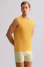 Mısırlı BAMBOO ZEUS LUXURY Regular Fit V-Neck Athletic Tank Top/T-Shirt Mustard