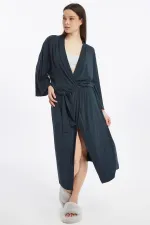 Robe longue en viscose égyptienne anthracite