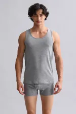 Mısırlı Modal By TENCEL HERCULES Slim Fit Basic Tank Top Grey Melange