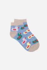 Mısırlı Unisex Pamuklu 3 Çift Ördek Desenli Çocuk Patik Çorap Ördek Desenli