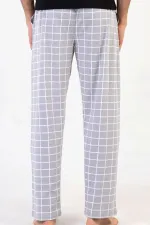 Pantalon égyptien pour homme en coton à carreaux gris clair
