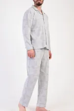 Ensemble pyjama/chemise à manches longues en interlock pour homme, gris clair, de style égyptien
