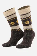 Mısırlı Erkek Alpaka Yünü Kışlık 2 Çift Soket Çorap Bej/Kahverengi