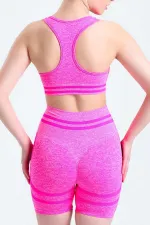 Mısırlı Kadın Kalça Toparlayıcı Çemberli Bralet-Şort Tayt Takımı Fuşya