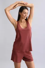 Kadın Bambu Regular Pijama Üst Bordo Kadın Bambu Regular Pijama Üst Bordo