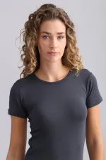 Débardeur/T-shirt à col rond vert en modal égyptien TENCEL VICTORIA