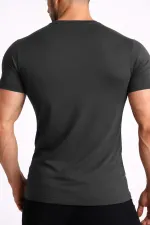 Mısırlı ORGANIC Pamuklu HERCULES Slim Fit Bisiklet Yaka Fanila / T-Shirt Antrasit