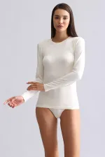 Débardeur/sweat-shirt à manches longues et col rond en modal égyptien TENCEL BRITT, écru