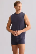 Débardeur/T-shirt de sport anthracite à col rond, coupe classique, en bambou égyptien Zeus Luxury