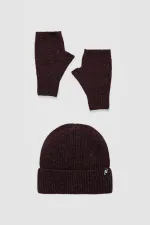 Unisex Yün Bere Eldiven Takımı - Milda Bordo