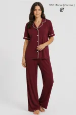 Egyptian Women's Modal Pajama Set Burgundy