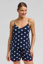 Mısırlı Kadın Modal Puantiyeli İp Askılı Şort Takımı Lacivert