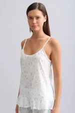 Débardeur blanc à fines bretelles en voile pour femme égyptienne