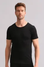 Sous-vêtement thermique en bambou égyptien noir à col rond