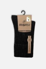 Mısırlı Women's Sheep Wool Single Curved Sock Black