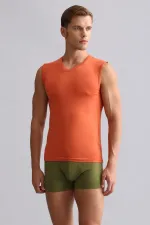 Mısırlı BAMBOO HERCULES Slim Fit V-Neck Athletic Tank Top/T-Shirt Rust Red