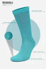 Mısırlı Kadın %10 GÜMÜŞ Madeni İçerikli Soket Çorap Mavi
